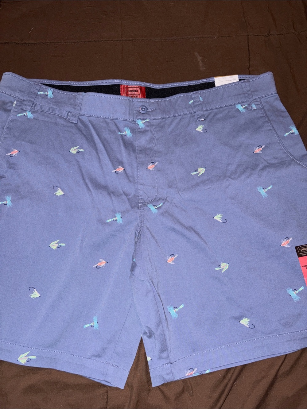 NWT Men's size 50 shorts Blue Embroidered fly Fish by Foundry
